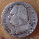 5 Francs Louis XVIII 1814 D Lyon buste habillé 