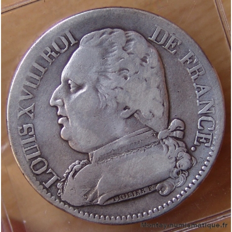 5 Francs Louis XVIII 1814 D Lyon buste habillé 