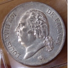 5 Francs Louis XVIII 1824 D Lyon buste nu