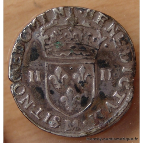 Henri III Quart ecu croix de face 1587 M Toulouse