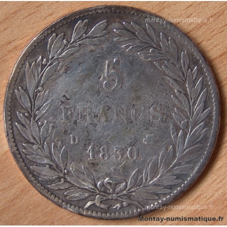 5 Francs Louis Philippe sans le I 1830 D