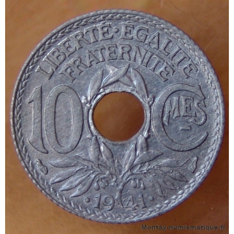 10 Centimes Lindauer 1941 type C avec points et souligné