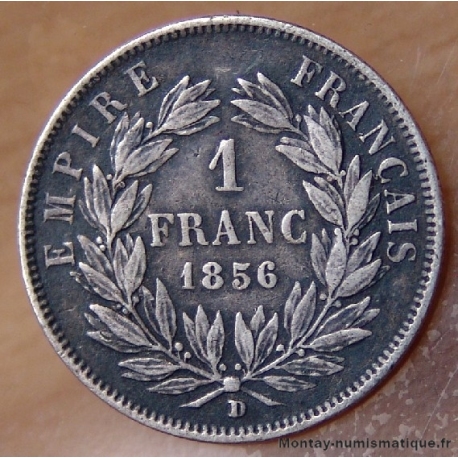 1 Franc Napoléon III tête nue 1856 D Lyon petit lion.