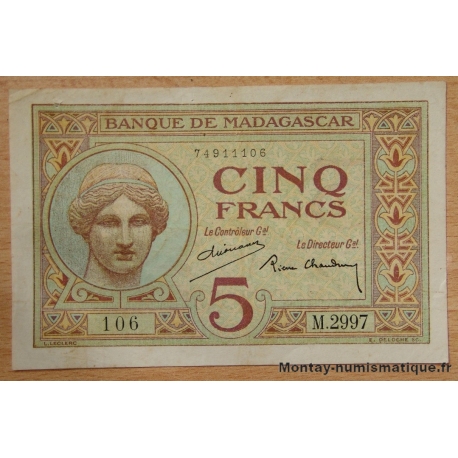 Madagascar - 5 Francs ND (1937) 