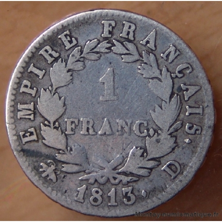 1 Franc Napoleon I 1813 D Lyon