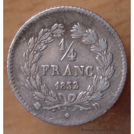 Louis Philippe Ier 1/4 Franc 1832 D Lyon 