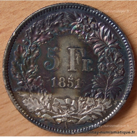 Suisse 5 Francs Helvetia 1851 A
