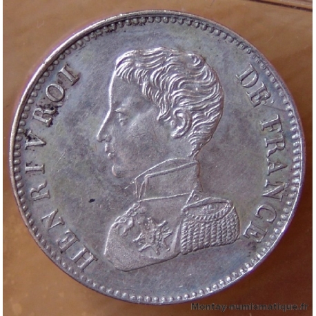 2 Francs Henri V 1833 argent var tranche lisse