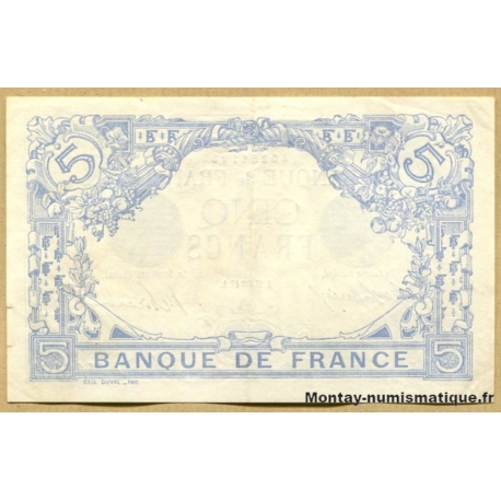 5 Francs Bleu 23 janvier 1917 M.16101 
