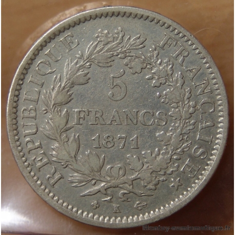 5 Francs Hercule 1871 K Bordeaux 