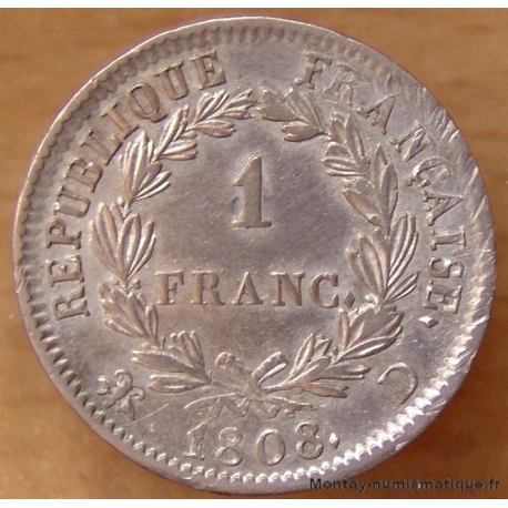 1 Franc Napoleon I République 1808 D Lyon