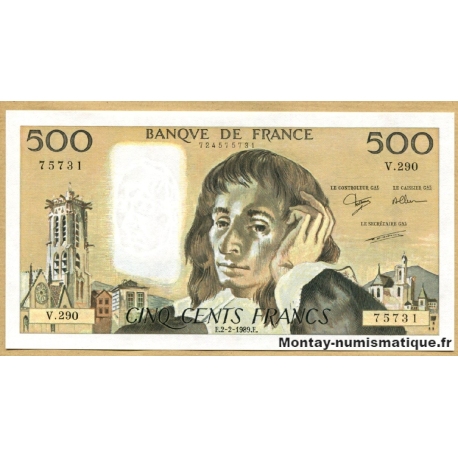 500 Francs Pascal 2-2-1989 V.290