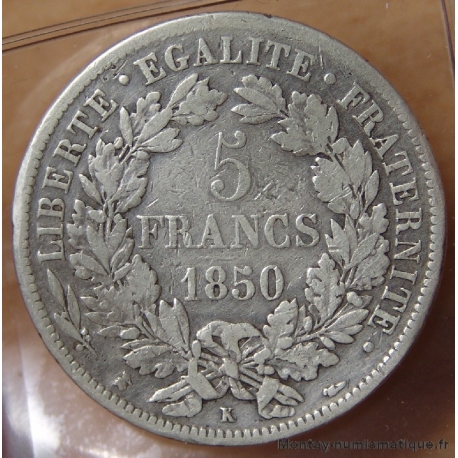 5 Francs Cérès 1850 K Bordeaux