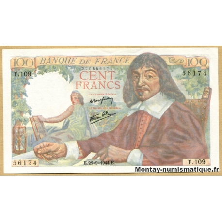 100 Francs Descartes 28-9-1944 F.109 