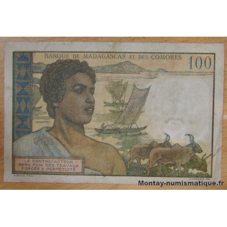 Les Comores - 100 Francs surchargé "Comores" sans date ( 1960)