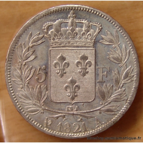 5 Francs Louis XVIII 1821 A Paris