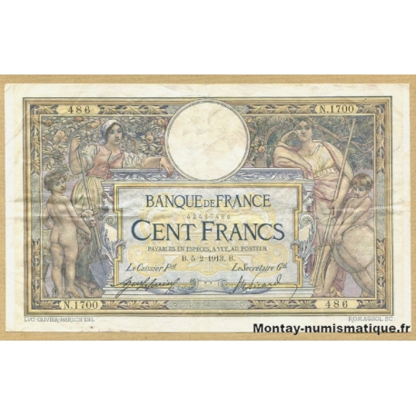 100 Francs Luc Olivier Merson 5-2-1913  