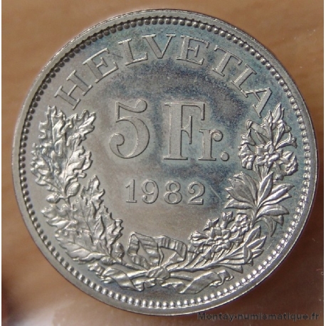 Suisse 5 Francs 1982 - 100e anniversaire du chemin de fer du Gothard 