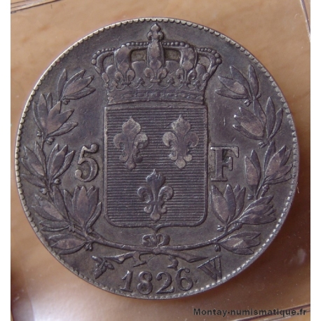 5 Francs Charles X 1826 W Lille Tranche DIEU PUNIRA LA FRANCE
