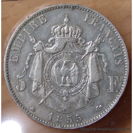 5 Francs Napoléon III 1855 BB Strasbourg 
