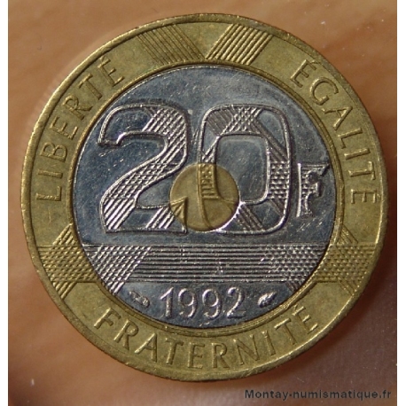 20 Francs Mont Saint-Michel 1992 4 rangées, V fermé.