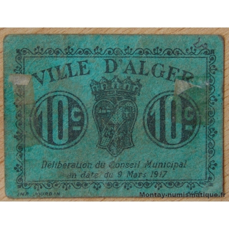 Algérie - Alger 10 centimes 9 mars 1917