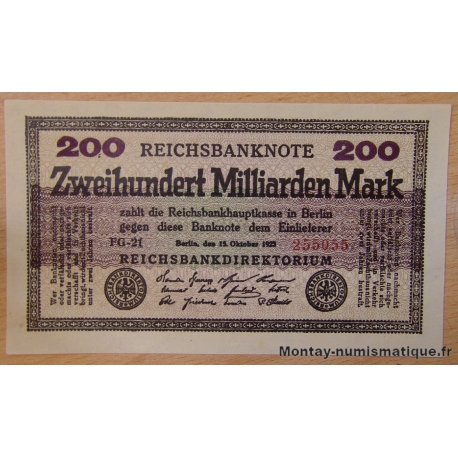 Allemagne - 200 Milliarden Mark 1923 Reichsbanknoten FG-21