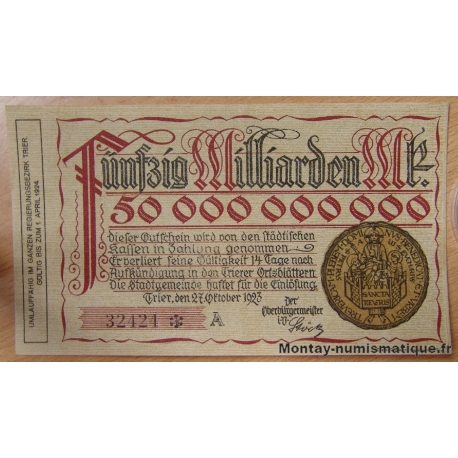 Allemagne - 50 milliards de Mark Trier - Trèves 1923