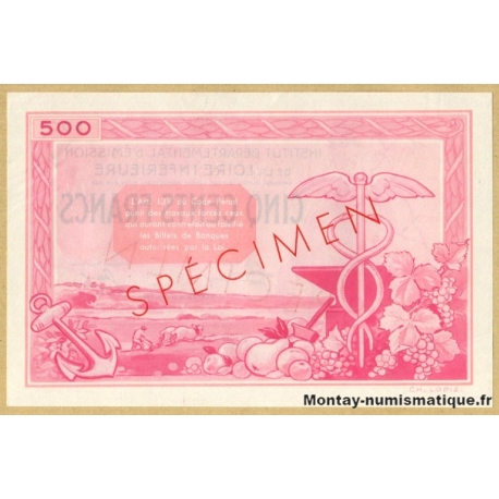 SPECIMEN - 500 Francs Loire-Inférieure 1940 Nantes (44)