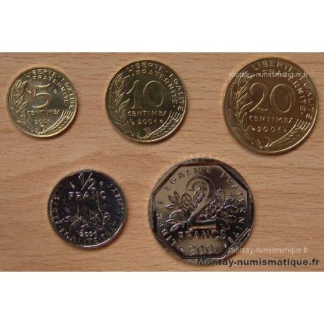 Série 5 monnaies  5ct , 10ct, 20ct, 1/2F, 2F BU