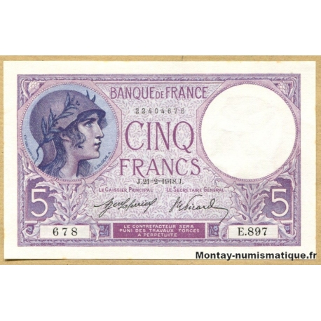 5 Francs Violet 21-2-1918  E.897