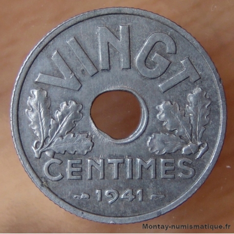 Vingt centimes  cannelures larges  type VINGT 1941