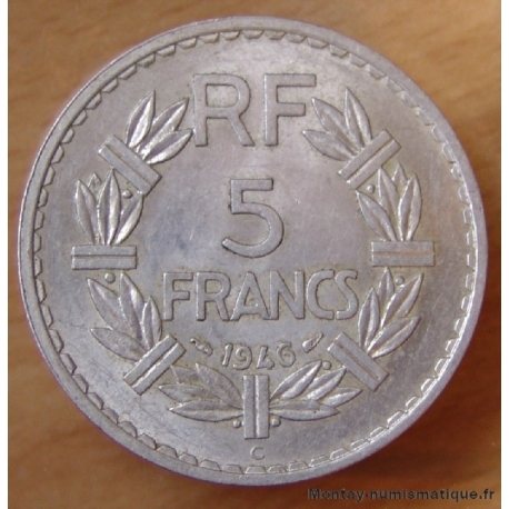 5 Francs Lavrillier aluminium 1946 C Castelsarrasin