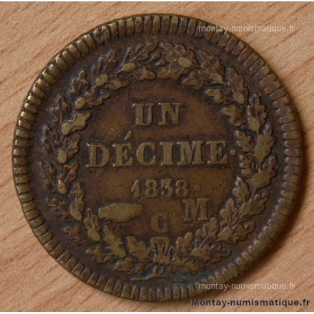 Monaco Honoré V Un décime  1838 MC