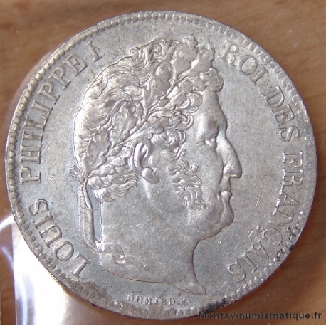 5 Francs Louis Philippe 1843 W, tête laurée.