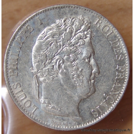 5 Francs Louis Philippe 1844 W Lille,tête laurée
