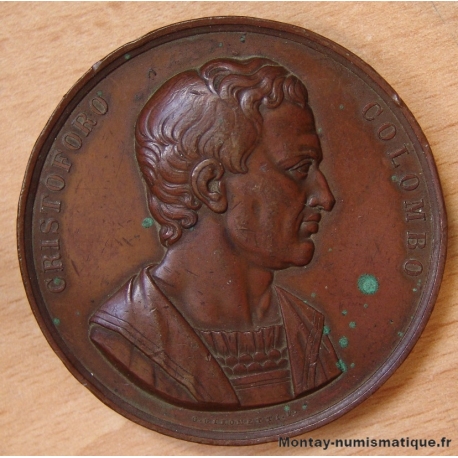 Médaille Christophe Colomb 1846 GÊNES   Aux Scientifiques Italiens.
