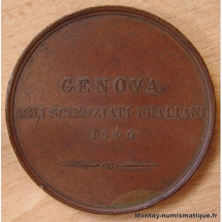 Médaille Christophe Colomb 1846 GÊNES   Aux Scientifiques Italiens.