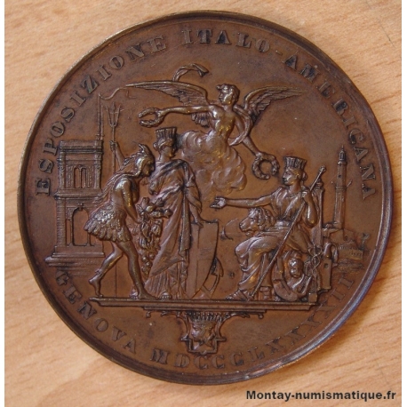 Médaille Christophe Colomb 1892 Gênes - Exposition ITALO-AMERICANA   