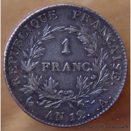 1 Franc Bonaparte 1er Consul AN 12 A Paris