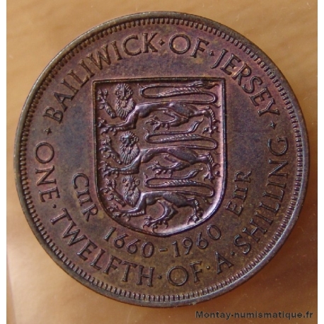 JERSEY 1/12 Shilling 1960 - 300e anniversaire de l’accession de Charles II 