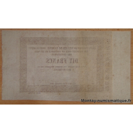 Limoges (87) 10 Francs 15 Octobre 1870 Non émis.  