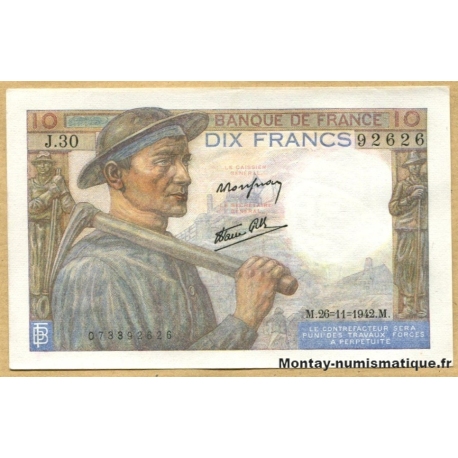 10 Francs Mineur 26-11-1942 J.30