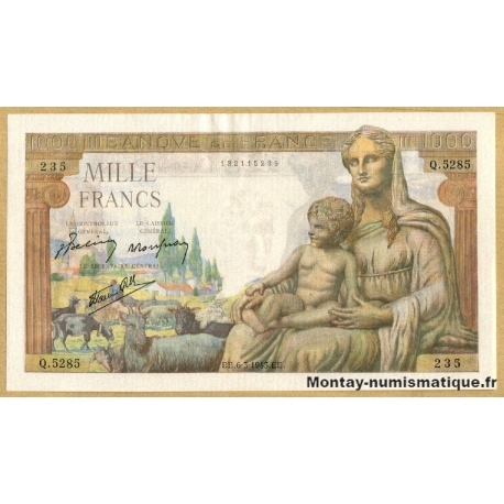 1000 Francs Déesse Déméter 6-5-1943 N.5285