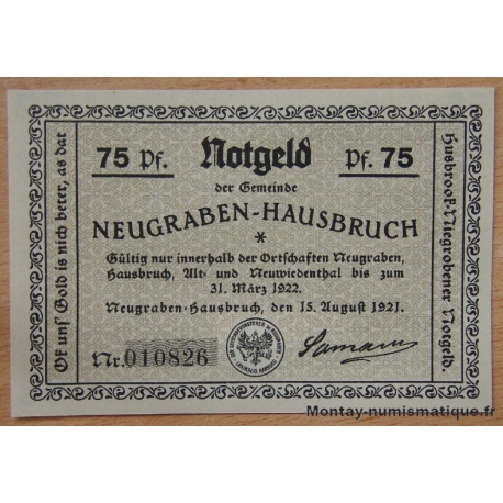 Allemagne - Neugraben-Hausbruch  75 Pfennig 1921