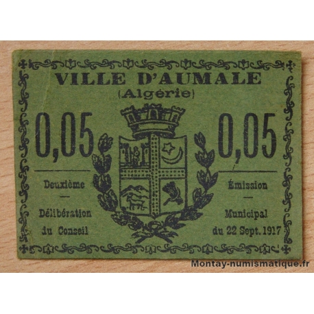 Algérie - Aumale 5 centimes 22 septembre 1917 2 ème Emission