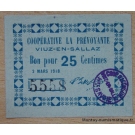 Viuz-en-Sallaz (74) 25 Centimes 2 mars 1918 Coopérative La Prévoyance
