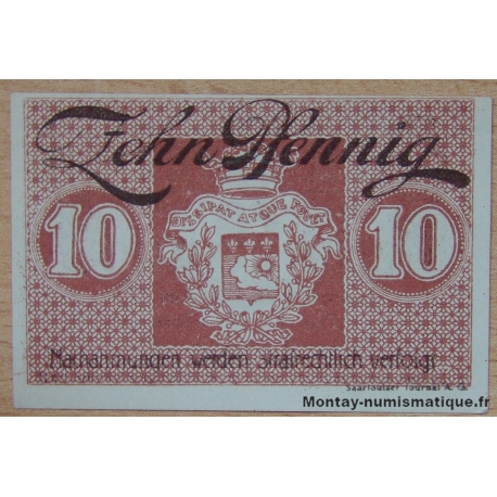 Allemagne - Saarlouis 10 Pfennig Octobre 1919  