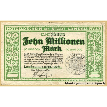 Allemagne - 10 Million Mark Laudau Pfalz 1923  