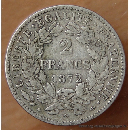 2 Francs Cérès 1872 K Bordeaux